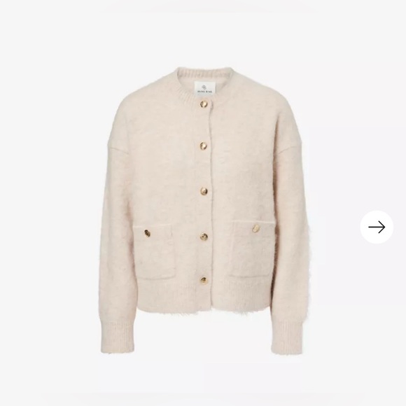 NWT Anine Bing Bobbie Cardigan in Light Oat Size Small Neutral Alpaca Sweater - Picture 8 of 10